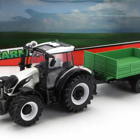 BURAGO 1/50 VALTRA | N174 TRACTOR WITH TIPPING TRAILER 2017 | WHITE BLACK GREEN