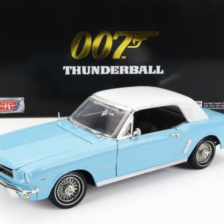 MOTOR-MAX 1/18 FORD USA | MUSTANG CONVERTIBLE SPIDER 1967 - 007 JAMES BOND - THUNDERBALL - OPERAZIONE TUONO | LIGHT BLUE WHITE