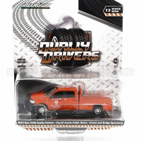 GREENLIGHT 1/64 DODGE | RAM 3500 DOUBLE CABINE PICK-UP AUSTIN PUBLIC WORKS TEXAS 2023 | ORANGE