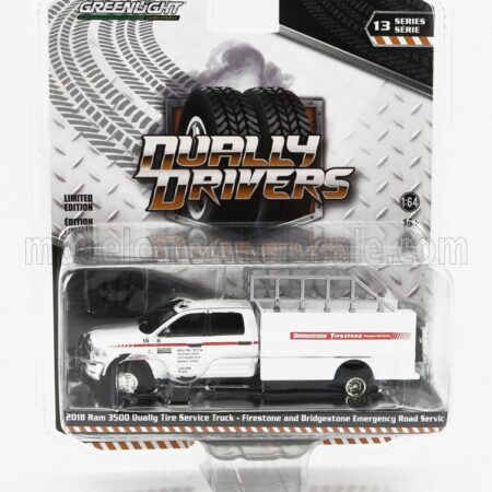 GREENLIGHT 1/64 DODGE | RAM 3500 DOUBLE CABINE FIRESTONE AND BRIDGESTONE EMERGENCY ROAD 2018 | WHITE