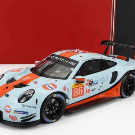 IXO-MODELS 1/18 PORSCHE | 911 991 RSR 4.0L TEAM GULF RACING N 86 WEC LMGTE SEBRING 2019 MICHAEL WAINWRIGHT - BEN BARKER - THOMAS PREINING | LIGHT BLUE ORANGE BLACK