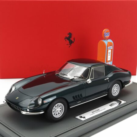 BBR-MODELS 1/18 FERRARI | 275 GTB S/N 08359 COUPE WITH 1966 - CON POMPA DI BENZINA - WITH GULF FUEL PUMP - PERSONAL CAR CLINT EASTWOOD - CON VETRINA - WITH SHOWCASE | GREEN MET