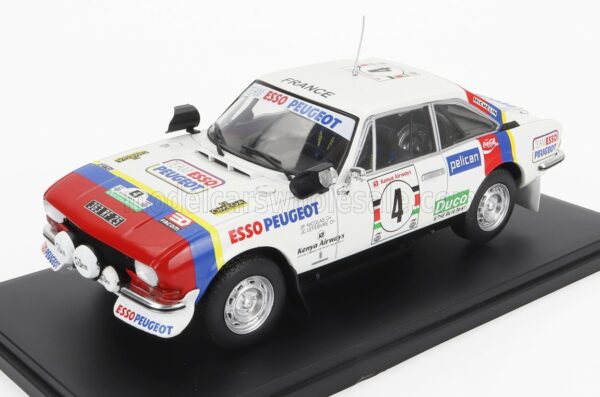 EDICOLA 1/24 PEUGEOT | 504 TEAM ESSO (night version) N 4 WINNER RALLY SAFARI 1978 JEAN PIERRE NICOLAS - JEAN CLAUDE LEFEBVRE | WHITE RED BLUE