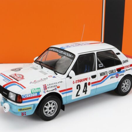 IXO-MODELS 1/18 SKODA | 130L (night version) N 24 RALLY MONTECARLO 1987 John HAUGLAND - PETTER VEGEL | WHITE LIGHT BLUE