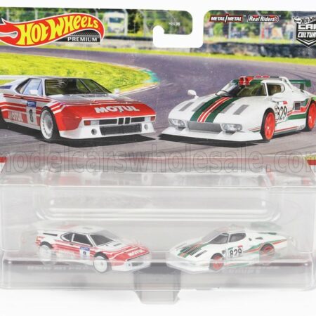 MATTEL HOT WHEELS 1/64 BMW | SET 2X PM1 PROCAR N 8 RACING + LANCIA STRATOS N 829 RALLY 1977 | WHITE RED GREEN