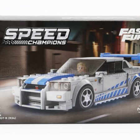 LEGO  NISSAN | LEGO SPEED CHAMPION - SKYLINE GT-R (R34) 1999 - BRIAN O'CONNER - FAST & FURIOUS II (2003) - 319 PEZZI - 319 PIECES | SILVER BLUE