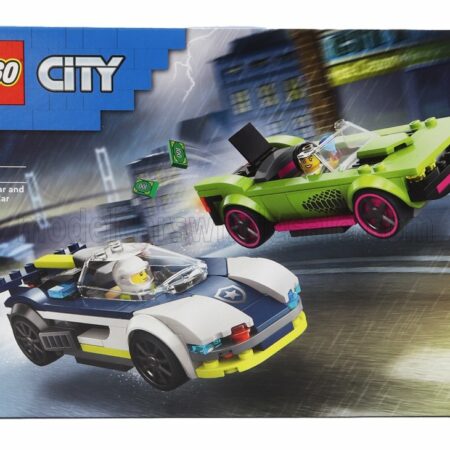 LEGO  AUTOMOBILE | LEGO CITY - POLICE CAR AND MUSCLE CAR CHASE - 213 PEZZI - 213 PIECES | WHITE BLUE GREEN