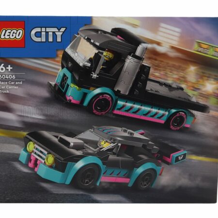 LEGO  TRUCK | LEGO CITY - RAMP TRUCK WITH RACE CAR - 328 PEZZI - 328 PIECES | BLACK GREEN