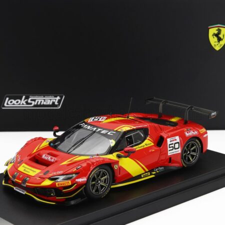 LOOKSMART 1/43 FERRARI | 296 GT3 3.0L TWIN TURBO V6 TEAM AF CORSE FRANCORCHAMPS MOTORTS N 50 24h SPA 2023 SIMON MANN - ULYSSE DE PAUW - JULIEN PIGUET - NICOLAS VARRONE | RED YELLOW