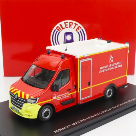 ALERTE 1/43 RENAULT | MASTER VAN WAS SDIS 47 VEHICULE DE SECOURS ET D'ASSISTANCE AUX VICTIMES AMBULANCE SAPEURS POMPIER 2019 | RED WHITE YELLOW