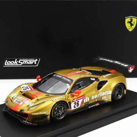 LOOKSMART 1/43 FERRARI | 488 GT3 EVO 3.9L TURBO V8 TEAM OCTANE126 SERLIANA N 26 POLE POSITION 24h NURBURGRING 2022 BJORN GROSSMANN - JONATHAN HIRSCHI - LUCA LUDWIG - SIMON TRUMMER | GOLD MET