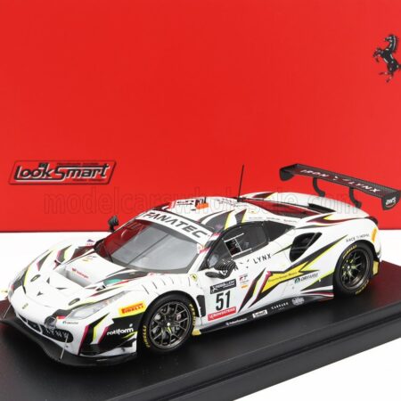 LOOKSMART 1/43 FERRARI | 488 GT3 EVO 3.9L TURBO V8 TEAM IRON LYNX N 51 9th 24h SPA 2022 JAMES CALADO - MIGUEL MOLINA - NICKLAS NIELSEN | WHITE BLACK