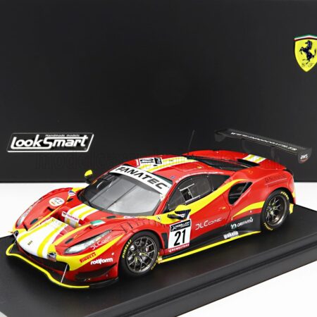 LOOKSMART 1/43 FERRARI | 488 GT3 EVO 3.9L TURBO V8 TEAM AF CORSE N 21 24h SPA 2022 ALESSANDRO BALZAN - HUGO DELACOUR - DAVID PEREL CEDRIC SBIRRAZZUOLI | RED YELLOW BLACK