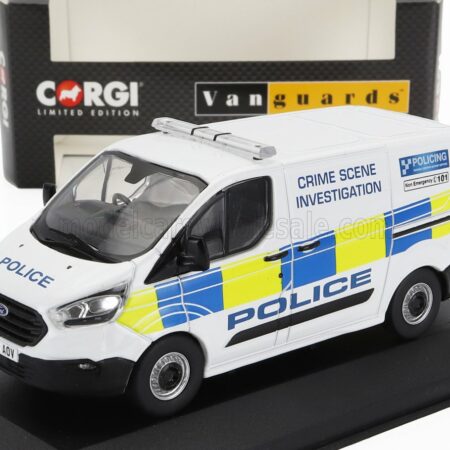 VANGUARDS 1/43 FORD ENGLAND | TRANSIT CUSTOM VAN NORTH YORKSHIRE POLICE 2018 | WHITE BLUE YELLOW