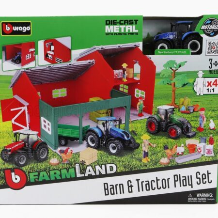 BURAGO 1/50 NEW HOLLAND | SET FARM BARN & TRACTOR PLAY T7.315 TRACTOR 2009 | BLUE