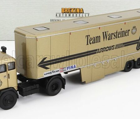 BREKINA PLAST 1/87 VOLVO | F89 TRUCK CAR TRANSPORTER TEAM F1 WARSTEINER ARROWS 1977 | GOLD