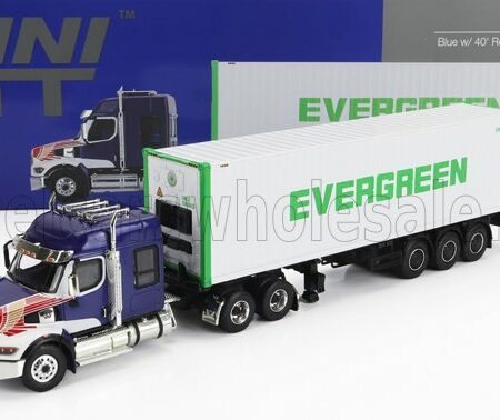 TRUESCALE 1/64 WESTERN STAR | 49X TRUCK TRASPORTO CONTAINER 40' EVERGREEN 1990 | BLUE WHITE