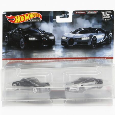 MATTEL HOT WHEELS 1/64 BUGATTI | SET 2X VEYRON 2009 + BUGATTI CHIRON 2016 | BLACK SILVER