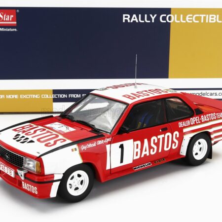 SUN-STAR 1/18 OPEL | ASCONA 400 RALLY BASTOS N 1 2nd RALLY CIRCUIT DES ARDENNES 1983 GUY COLSOUL - ALAIN LOPES | RED WHITE