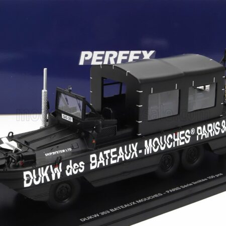 PERFEX 1/43 GMC | DUKW CCKW 353 TRUCK BOAT BATEAUX MOUCHES PARIS ANFIBIO GOMMATO 3-ASSI 1965 | BLACK