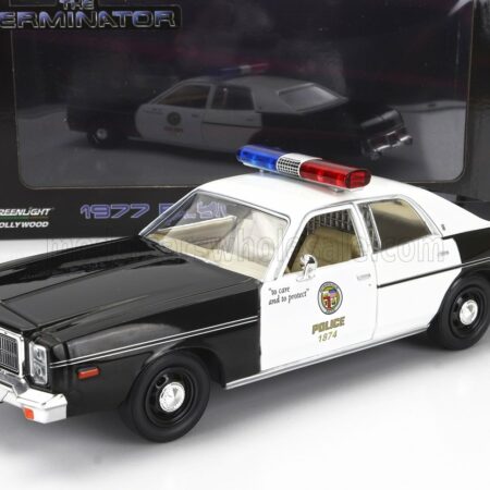 GREENLIGHT 1/24 PLYMOUTH | FURY METROPOLITAN POLICE 1977 - THE TERMINATOR | BLACK WHITE