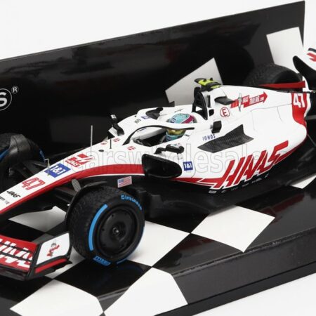 MINICHAMPS 1/43 HAAS | F1  VF-22 FERRARI TEAM HAAS N 47 MONACO GP 2022 MICK SCHUMACHER | WHITE BLACK RED