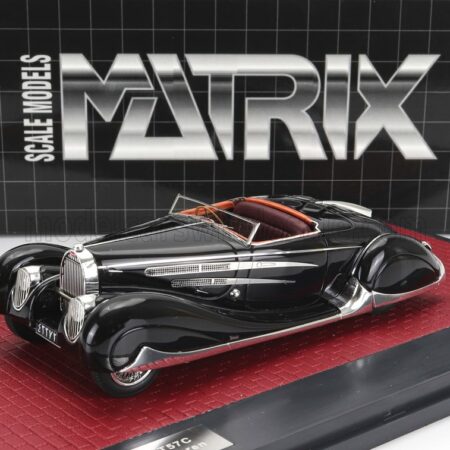 MATRIX SCALE MODELS 1/43 BUGATTI | TYPE 57C CABRIOLET VAN VOOREN 1939 - PERSONAL CAR SHAH OF IRAN - EXCLUSIVE CARMODEL | BLACK