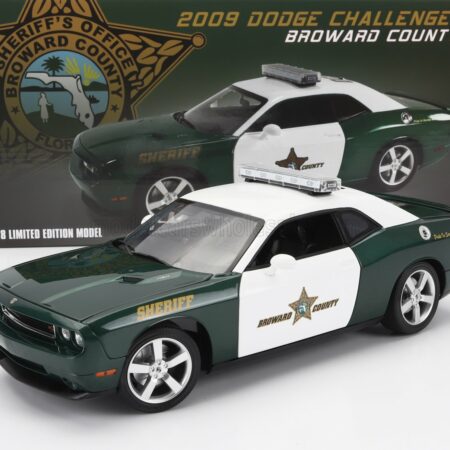 ACME-MODELS 1/18 DODGE | CHALLENGER R/T COUPE POLICE BROWARD COUNTY SHERIFF 2009 | GREEN WHITE