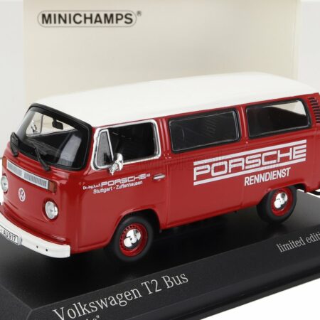 MINICHAMPS 1/43 VOLKSWAGEN | T2 MINIBUS PORSCHE RENNDIENST 1972 | RED WHITE