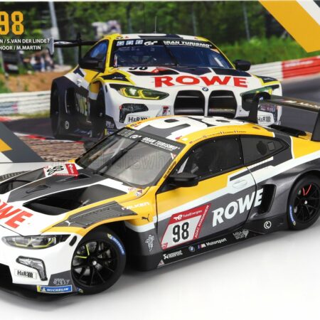 MINICHAMPS 1/18 BMW | 4-SERIES M4 GT3 TEAM ROWE RACING N 98 2nd 24h NURBURGRING 2023 MARCO WITTMANN - SHELDON VAN DER LINDE - DRIES VANTHOOR - MAXIME MARTIN | WHITE GREY YELLOW