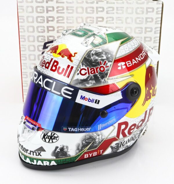 MINI HELMET 1/2 SCHUBERTH HELMET | CASCO HELMET F1 SERGIO PEREZ TEAM ORACLE RED BULL RACING N 11 SINGAPORE GP (250th CAREER F1 GP) 2023 | WHITE YELLOW RED