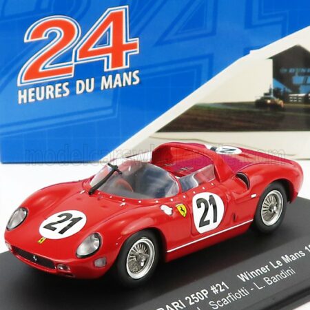 IXO-MODELS 1/43 FERRARI | 250P SPIDER 3.0L V12 TEAM FERRARI SPA SEFAC N 21 WINNER 24h LE MANS 1963 L.SCARFIOTTI - L.BANDINI | RED