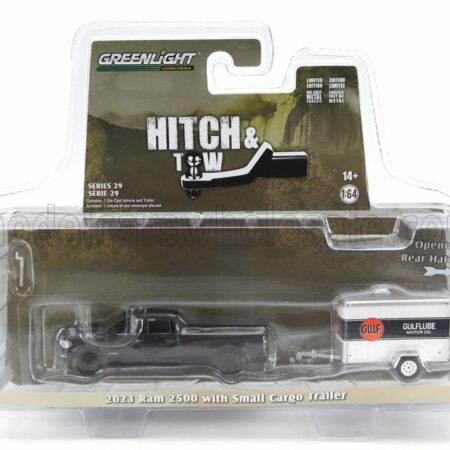 GREENLIGHT 1/64 DODGE | RAM 2500 PICK-UP UPS 2023 WITH TRAILER | BLACK WHITE