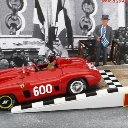 ART-MODEL 1/43 FERRARI | DIORAMA - 290MM SPIDER s/n0626 N 600 MILLE MIGLIA 1956 JUAN MANUEL FANGIO | RED BLUE YELLOW