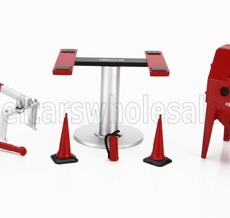 TINY TOYS 1/43 ACCESSORIES | SET OFFICINA GARAGE ENGINE MAINTENANCE | RED SILVER