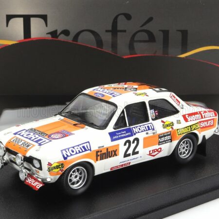 TROFEU 1/43 FORD ENGLAND | ESCORT MKI (night version) N 22 RALLY 1000 LAKES 1975 JUHANI KYNSILEHTO - MARTIN HOLMES | WHITE YELLOW