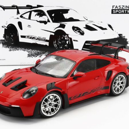 MINICHAMPS 1/18 PORSCHE | 911 992 GT3 RS COUPE 2023 - SILVER RIMS | RED BLACK