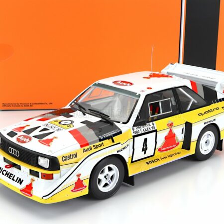 IXO-MODELS 1/18 AUDI | QUATTRO S1 E2 TEAM AUDI SPORT N 4 2nd RALLY 1000 LAKES 1985 STIG BLOMQVIST - BJORN CEDERBERG | WHITE YELLOW