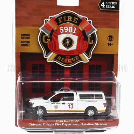 GREENLIGHT 1/64 FORD USA | F-150 PICK-UP CLOSED CHICAGO FIRE ENGINE 2018 | WHITE YELLOW