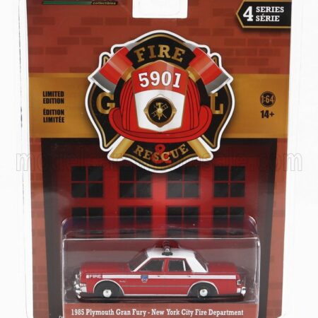 GREENLIGHT 1/64 PLYMOUTH | GRAN FURY FDNY FIRE ENGINE 1985 | RED WHITE