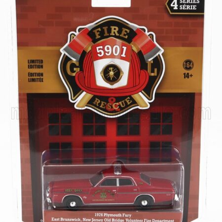 GREENLIGHT 1/64 PLYMOUTH | FURY OLD BRIDGE VOLUNTEER FIRE ENGINE 1976 | RED