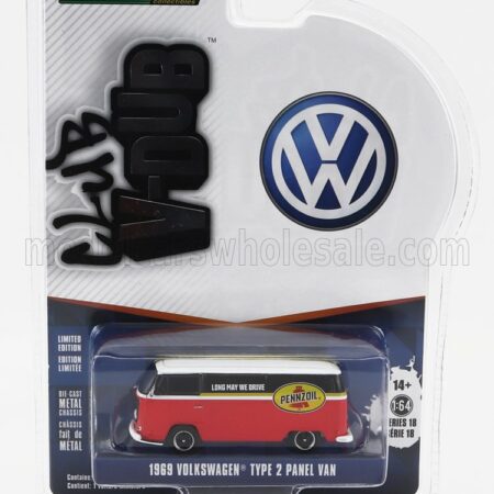 GREENLIGHT 1/64 VOLKSWAGEN | T2 PANEL VAN PENNZOIL 1962 | ORANGE BLACK WHITE