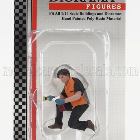 AMERICAN DIORAMA 1/24 FIGURES | MAN WHEEL CLEANING | BLACK ORANGE