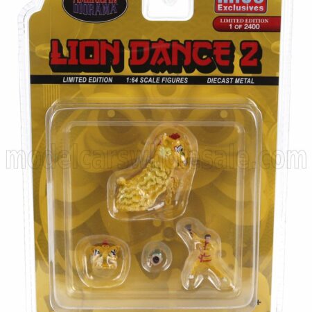 AMERICAN DIORAMA 1/64 FIGURES | SET 4X LION DANCE 2 | YELLOW