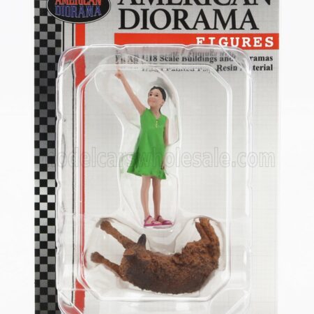 AMERICAN DIORAMA 1/18 FIGURES | GIRL WHIT DOG | GREEN BROWN