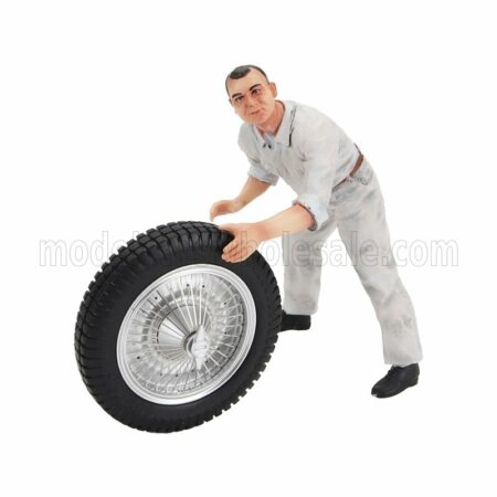 LE MANS MINIATURES 1/18 FIGURES | MECCANICO GOMMISTA GEORGES - MECANICIEN ROUE 1930 | WHITE