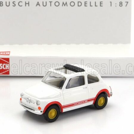 BUSCH 1/87 FIAT | 500 ABARTH 595 CLOSED ROOF 1965 | WHITE RED