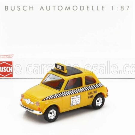 BUSCH 1/87 FIAT | 500 F CLOSED ROOF USA TAXI 1965 | YELLOW BLACK