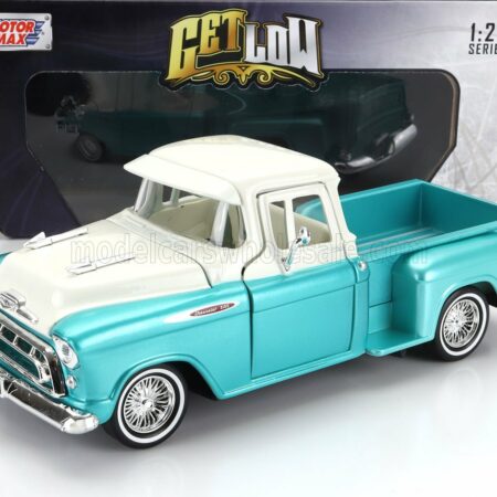 MOTOR-MAX 1/24 CHEVROLET | 3100 PICK-UP STEPSIDE 1957 | GREEN MET WHITE