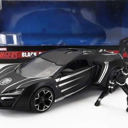 JADA 1/24 LYKAN | HYPERSPORT WITH BLACK PANTHER FIGURE 2017 | MATT BLACK